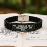 Funny Comedian Dad Gifts for Men, Inspirational Comedian Quotes Glide lock Clasp Bracelet, Unique Christmas Memorable Presents from Dad to Comedian Son - Image 2
